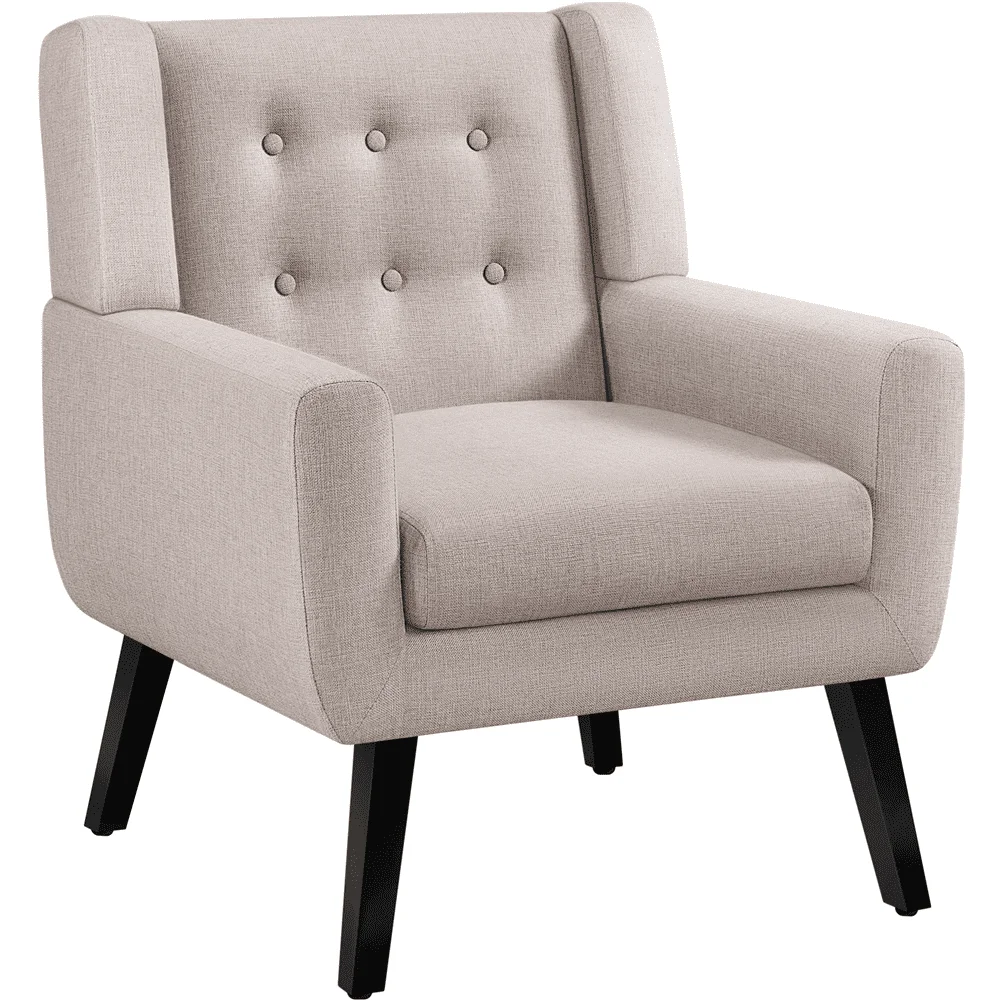 

Easyfashion Upholstered Button Tufted Accent Chair, Beige