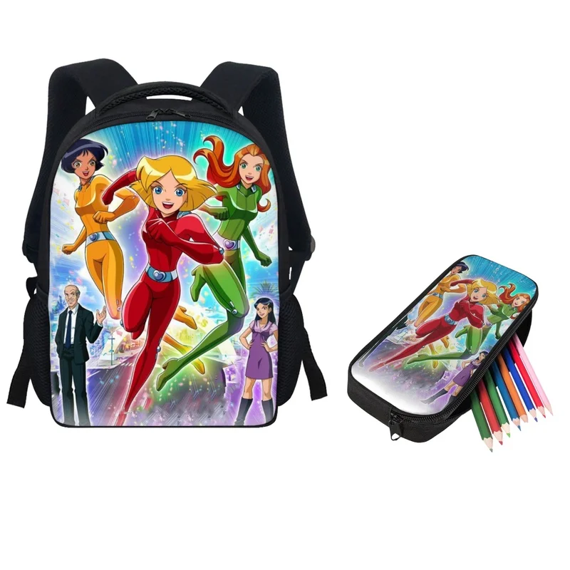 

Twoheartsgirl Totally Spies Back to School Kids Schoolbag Kindergarten Backpacks with Pencil Cases Primary Students Baby Bookbag