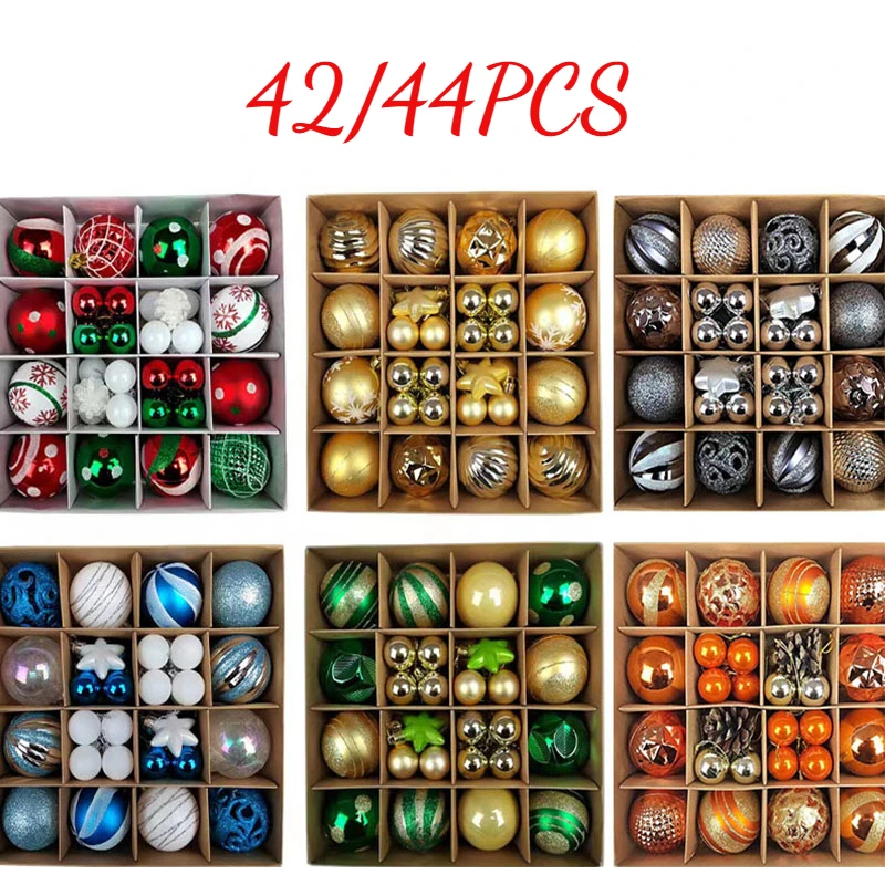 

Набор рождественских шаров, 42/44 шт., украшения для рождественских шаров, украшения для рождественской елки, подвесные украшения для домашне...