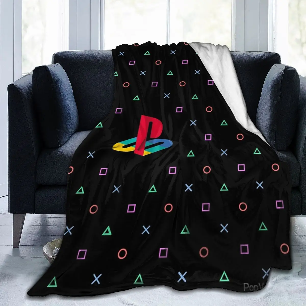 

Newest 3D Anime Playstation Printed Sherpa Blanket Couch Quilt Cover Travel Bedding Playstation Blanket Twin Queen King Size