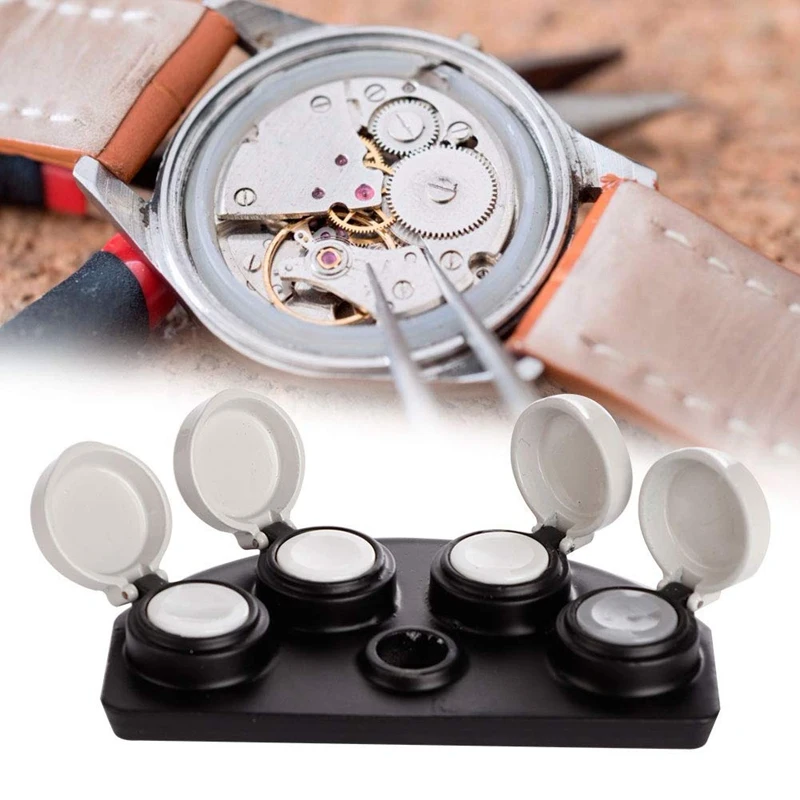 Watch Repairing Accessory, Metal Material Watch Oiler Dish Anti-Dust Easy To Clean For Storing Watch Oil With Cover