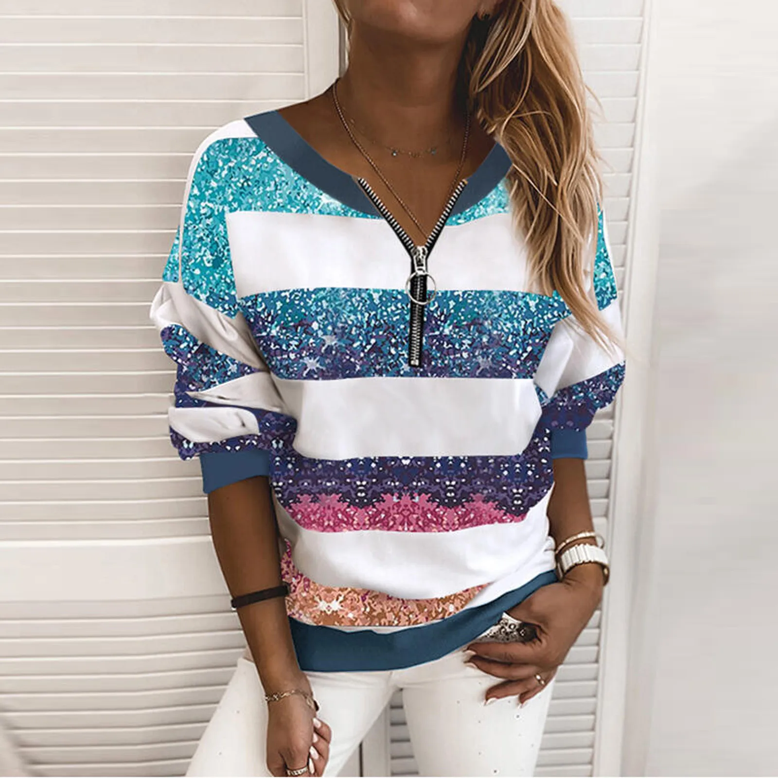 

2022 Pullover Long-sleeve Gradient Digital Print Women's Long-sleeve Top t shirts
