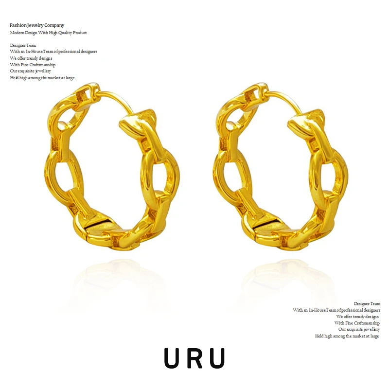 

Simply Design Geometric Hoop Earrings Classic Style Hollow High Quality Brass Metal Women Earrings Jewelry