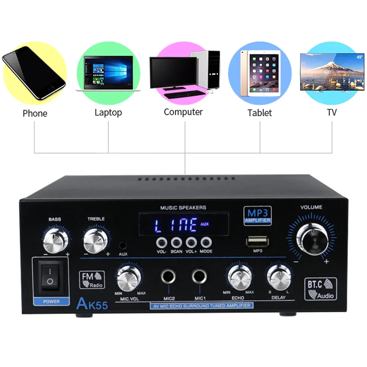 Беспроводной усилитель мощности AK55 1200 Вт