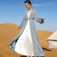 ba7016 new arab cardigan with hand sewn diamond travel holiday women long gown 2022