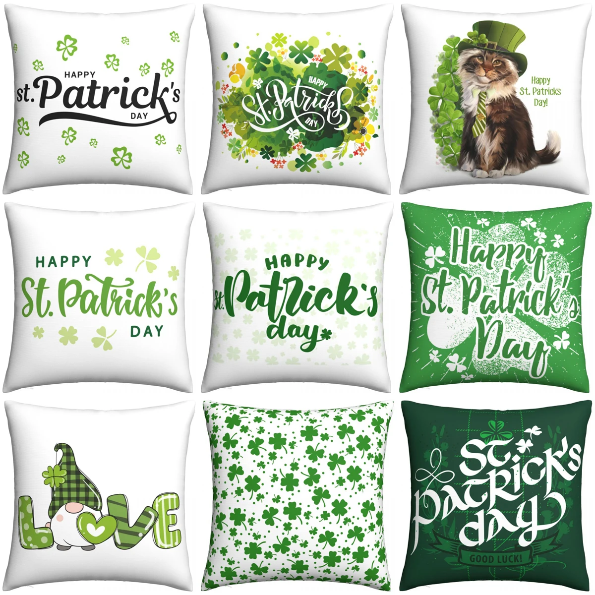 

Наволочка на подушку в стиле Св. Патрика, чехлы для подушек ирландского зеленого цвета на удачу, украшение для дома, 18x18 дюймов