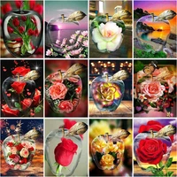 chenistory acrylic painting by numbers for handiwork picture drawing apples flower creative coloring by numbers home decoration