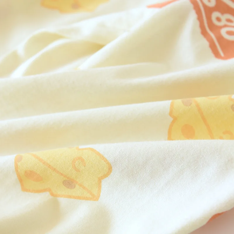 New Cute Women Girls Pure Cotton Pajamas Set Turn Down Collar Cartoon Lovely Spring Sleepwear Set Pajama For Female