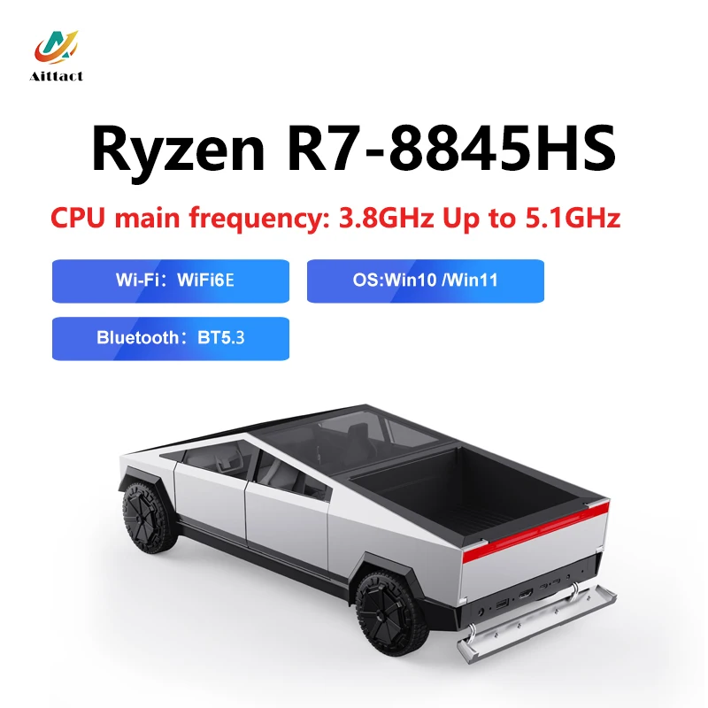AITTACT Новый мини-ПК R7 8845HS Windows 11 WiFi 6E Игровой ПК 8 ядер 16 потоков Процессор Поддержка