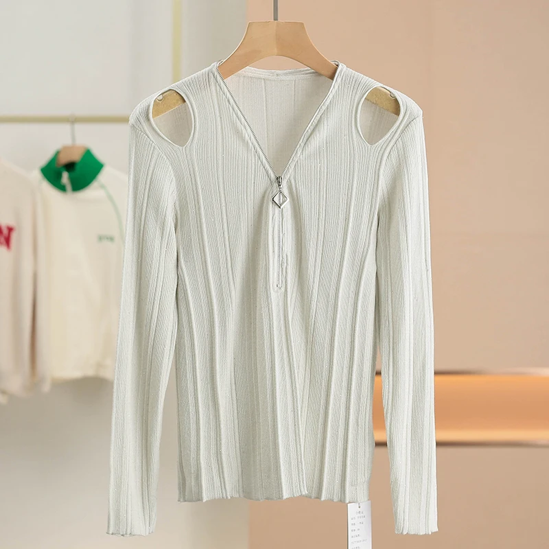 Xking [Hang * Qin] Полый пуловер с блестками и шерстяной вязкой ~ 2024 зимняя одежда новая