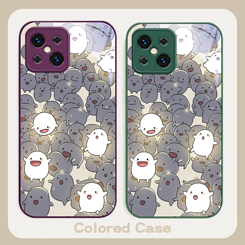 Glowing white animal For Find X5 X3 Lite Reno 6 4Z 5G OPPO A72 79 73 58 A54S OnePlus Nord N200 Tempered glass phone case