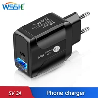 18w 5v 3a multi usb charger pd type c quick charge 3 0 portable wall fast mobile phone adapter for iphone 12 pro max samsung
