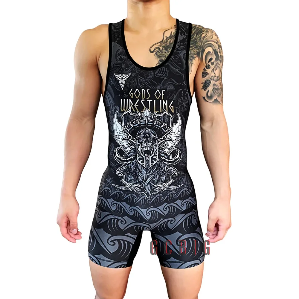 Wrestling Suit Singlet Weightlifting PowerLifting Boxing Triathlon Bodysuit Gym Breathable Skinsuit Swimwear Marathon Running