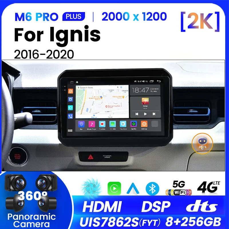 

Android 12 Auto For Suzuki Ignis 2016 -2020 4G Car Multimedia Display 2K QLED HD Screen GPS Navigation Radio 2Din All In One