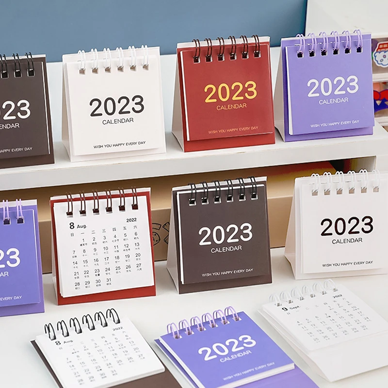 

New 2023 Retro Simple Solid Color Mini Desk Calendar Standing Desk Calendar Thick Paper Office Calendar For Organizing Planning