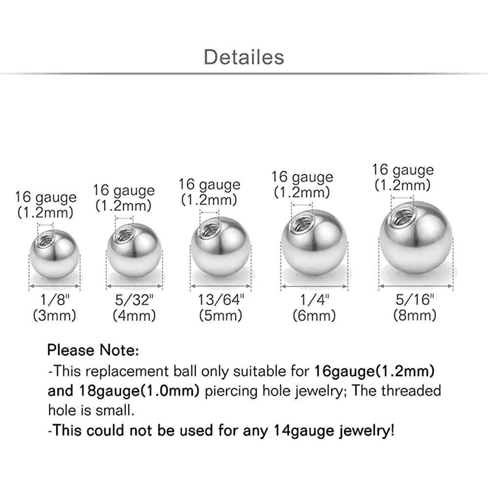 20 шт. детали для пирсинга 16 г 14