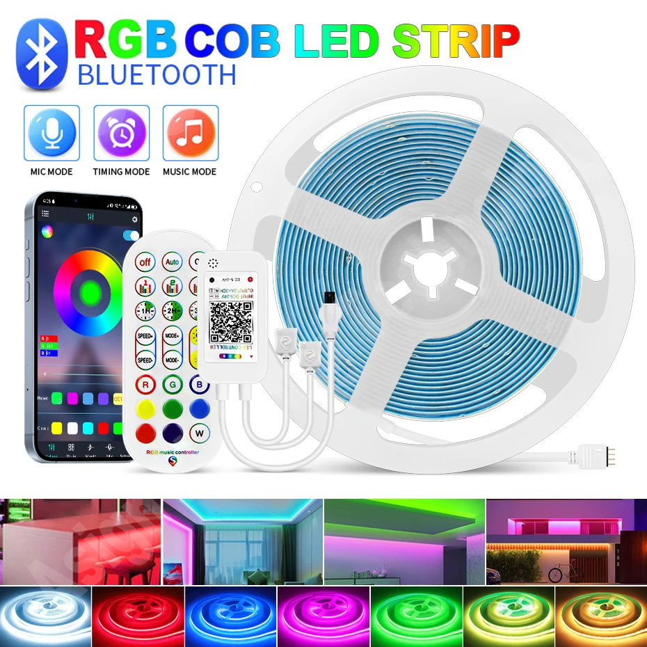 DC24V 840 LED / m COB Светодиодные полосчатые лампы RGB Регулируемый свет Сверхяркий