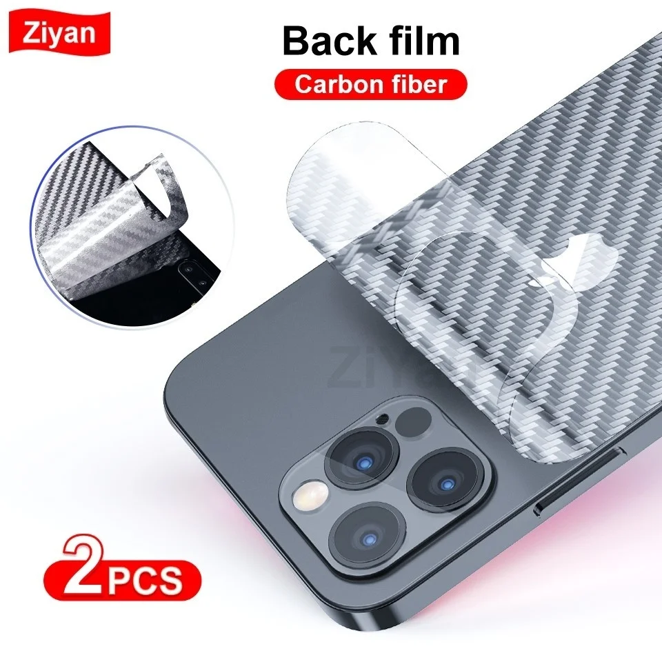 

Матовая задняя пленка из углеродного волокна для iPhone 14 13 12 Mini 11 Pro XR X XS Max 7 8 Plus SE3, 2 шт., прозрачная устойчивая к царапинам наклейка