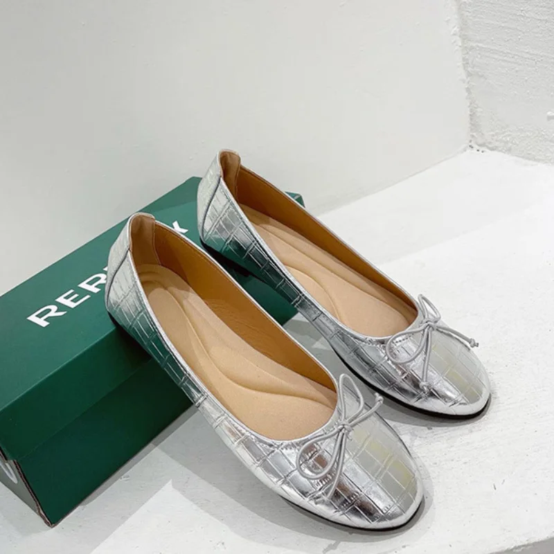 

Балетки на плоской подошве, Женская Классическая Дизайнерская обувь с бантом, Балетки с круглым носком, Женская Весенняя обувь, женская обу...