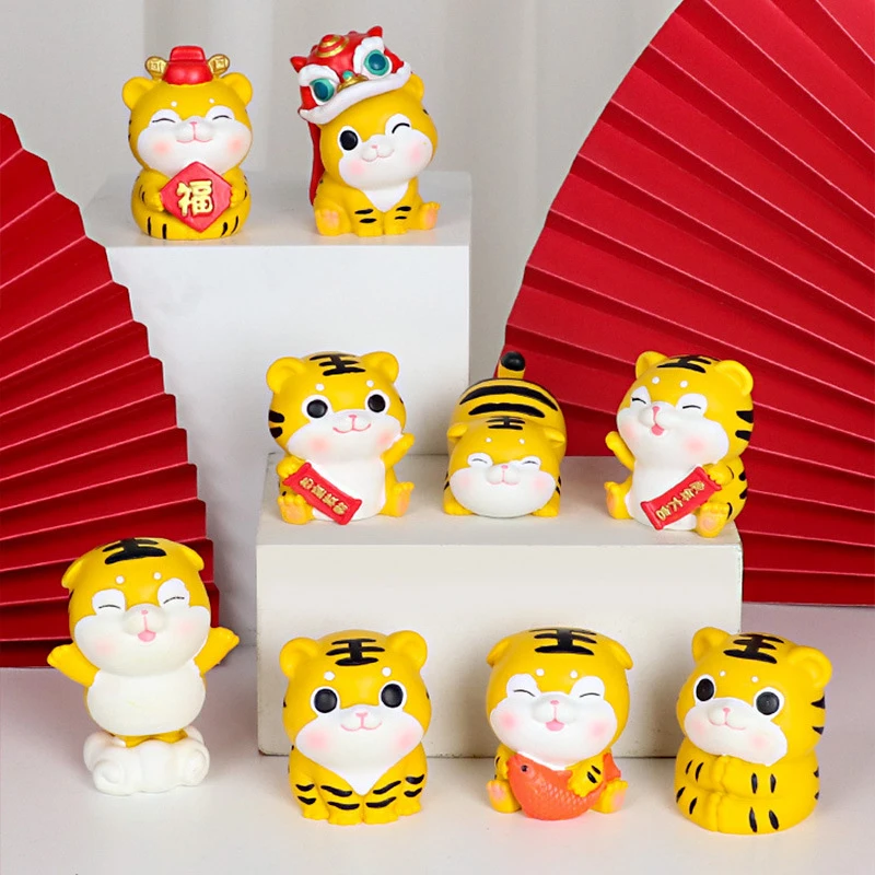 

Resin Tiger Figurines Lovely Desktop Statue Creative Decorative Ornament Home Resin Tiger Figurines Home Office Decor YH-17