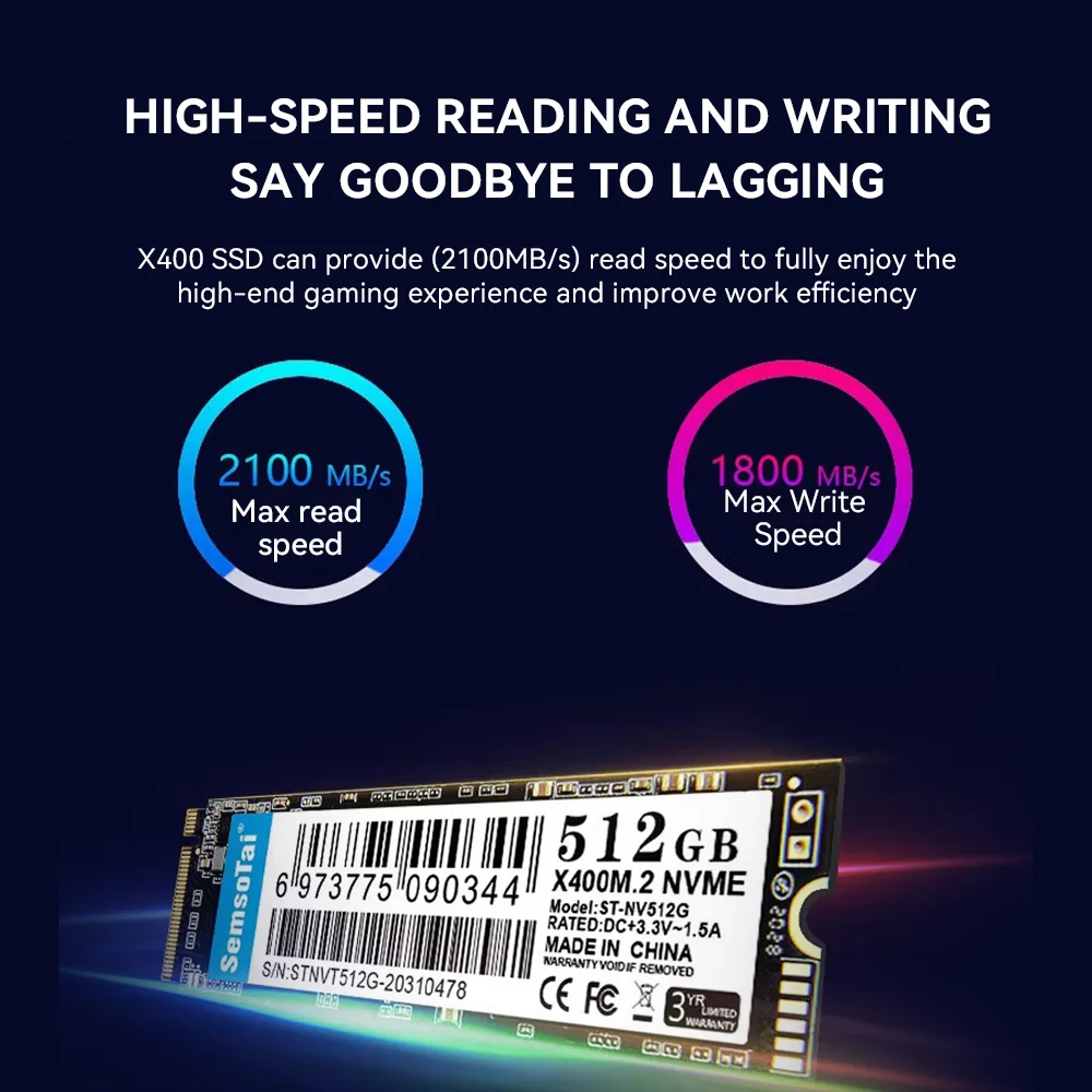 SemsoTai X400 M.2 SSD 256 ГБ 512 PCIe 3.0 NVMe Жесткий диск 2280 Твердотельный для настольных
