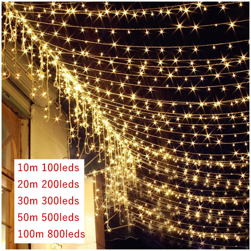 

Рождественская сказочная гирлянда, СВЕТОДИОДНАЯ Гирлянда для дома, сада, наружного и внутреннего декора, свадебные украшения, праздничное ...