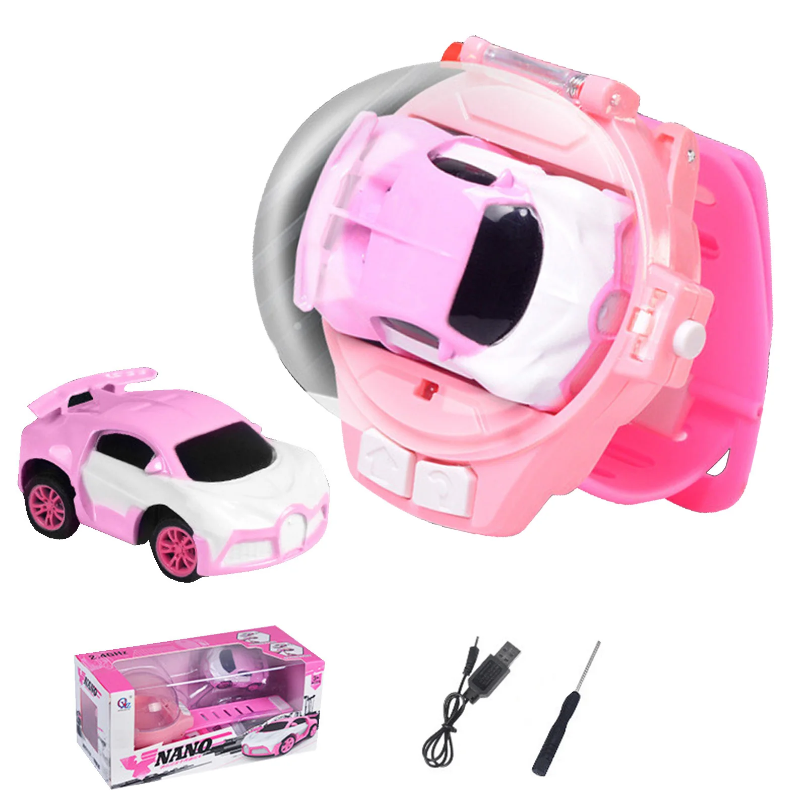 

Часы с дистанционным управлением автомобиль игрушка Милая Мини гоночная игрушка 2,4 г мини дистанционное управление светодиодные игрушки с...