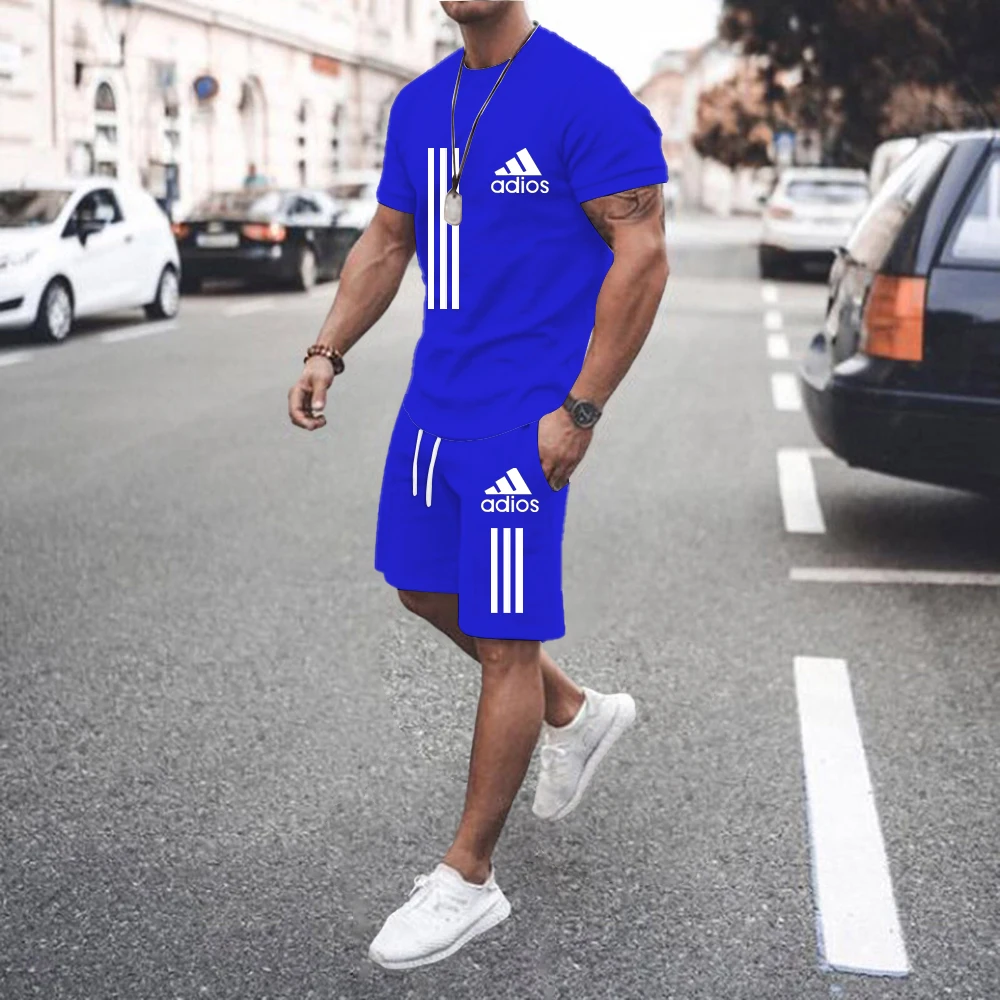 

2022 Summer Men's Sports Suit Fashion New All-match T-Shirt + Shorts Street Jogging Casual Wear Two-Piece Set
