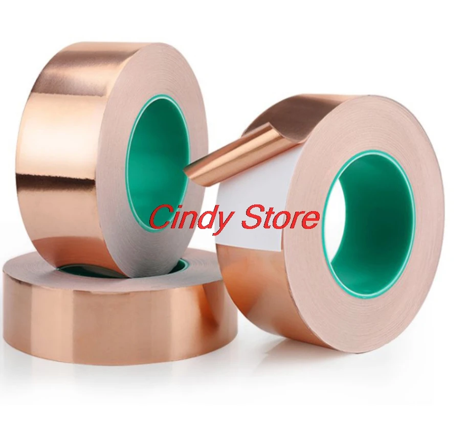 

1Roll 3~50mm *25M Double Sided Conduct Copper Foil Tape Mask Electromagnetic Shielding double side conductive copper foil tape