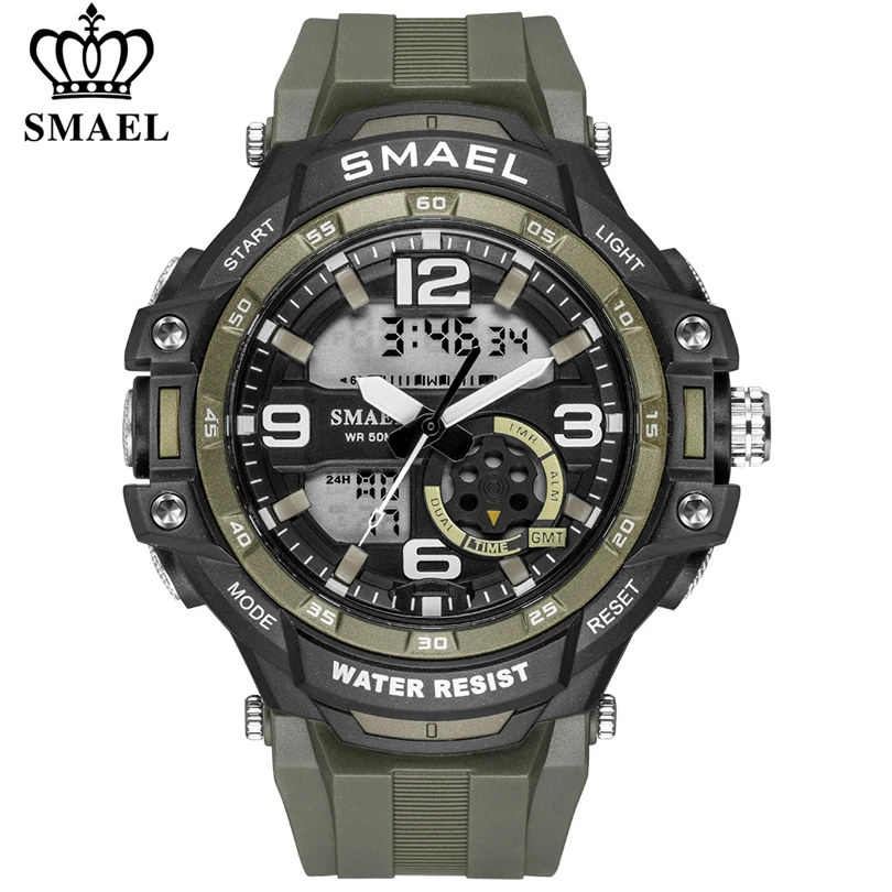 

SMAEL Fashion Men's Sports Watches Men Quartz Analog LED Digital Clock Male Army Military Waterproof Watch Man Relogio Masculino