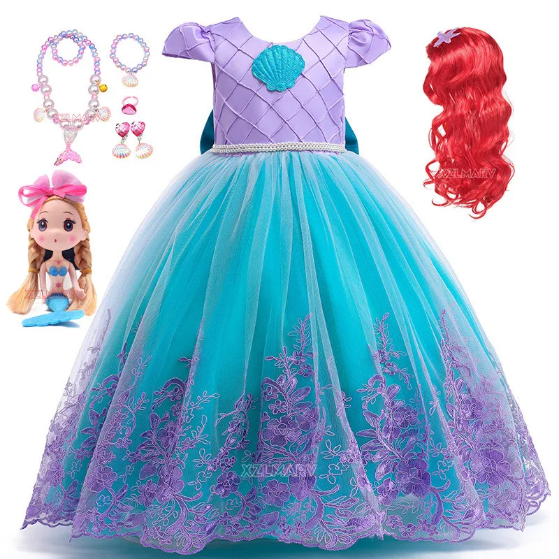 

Детское платье Русалочки Ариэль, косплей-костюм принцессы для девочек, маскарадный наряд на карнавал, день рождения, Хэллоуин, вечеринку