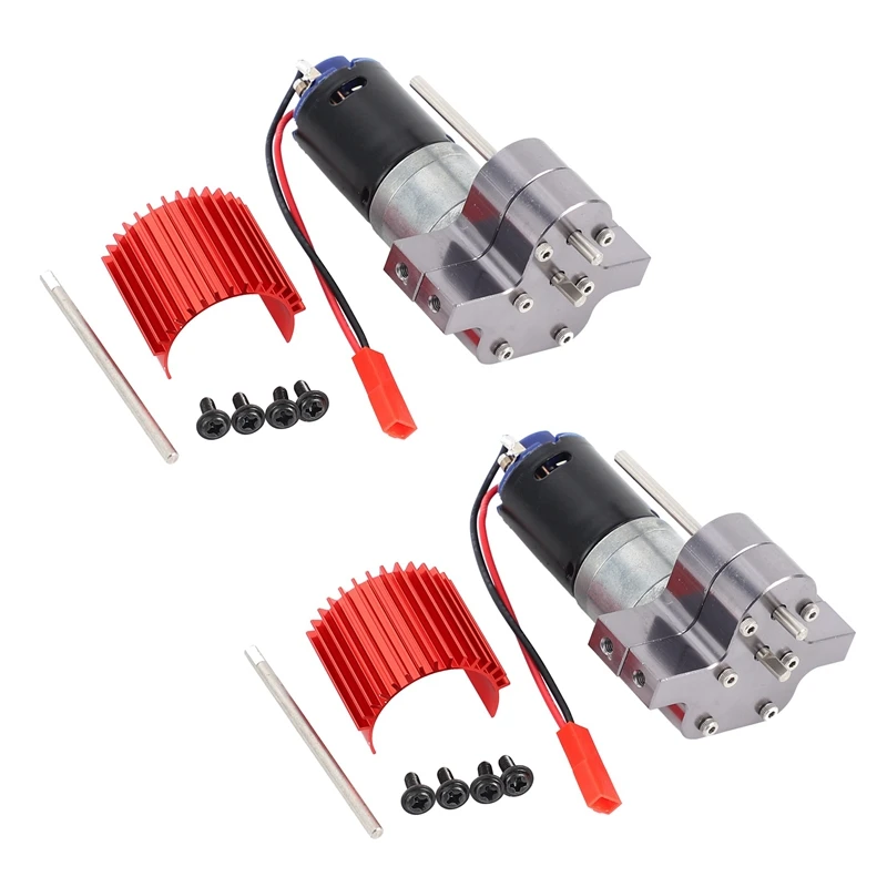 

2X 370 Матовый двигатель + радиатор из сплава, коробка передач со стальными шестернями для WPL Henglong C14 C24 B14 B24 B16 B36 4X4 6X6