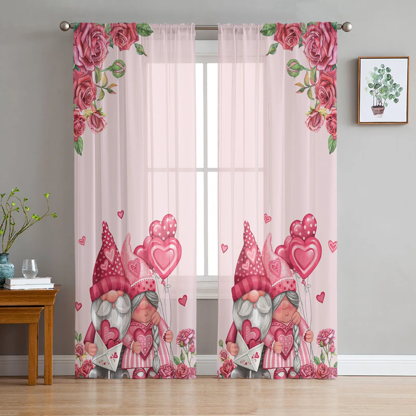 

Занавески из тюля с принтом «любовь на День святого Валентина»