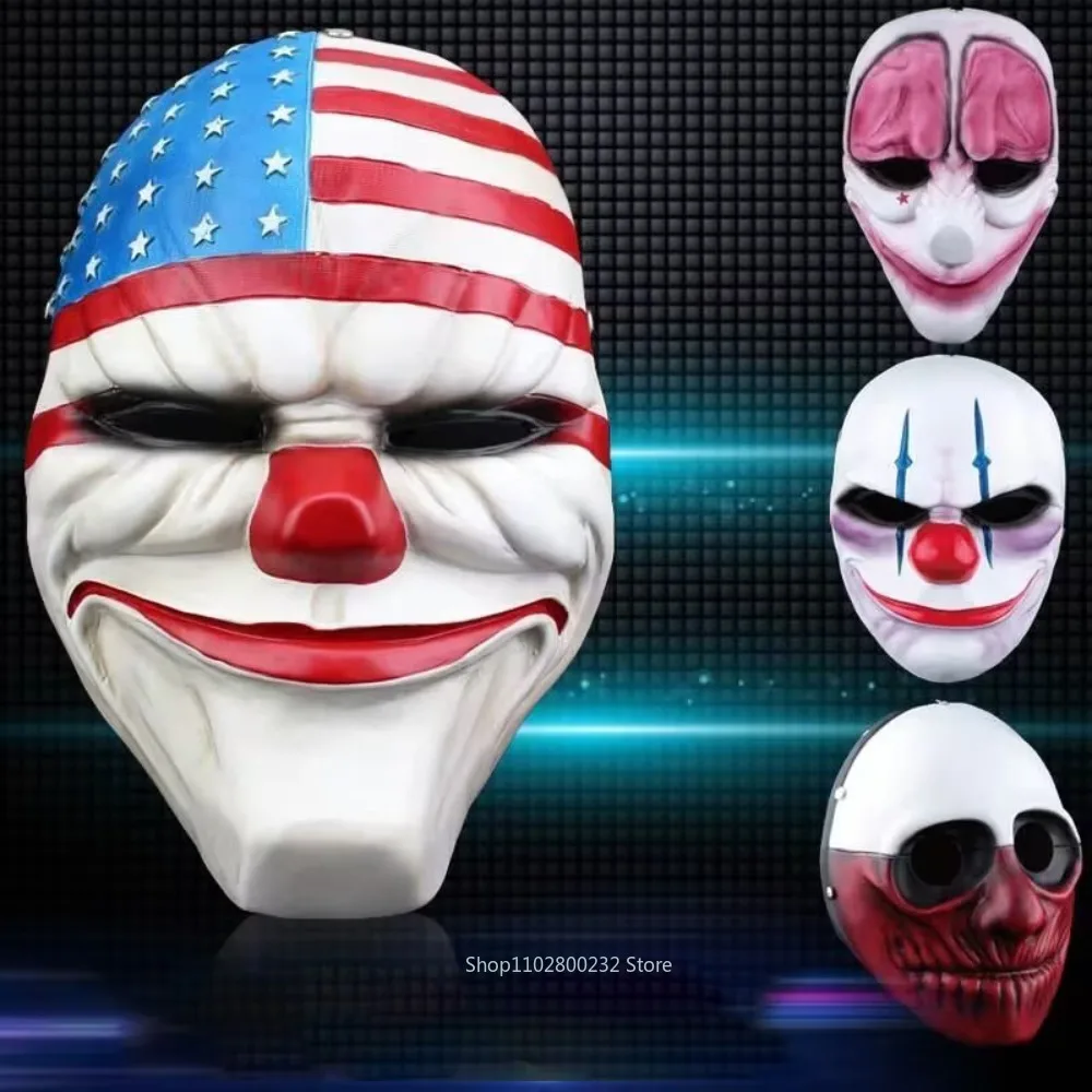 

Halloween US Flag Clown Masks Masquerade Party PVC/Plastic Scary Clowns Mask Payday 2 Horrible Funny Christmas Carnival Mask