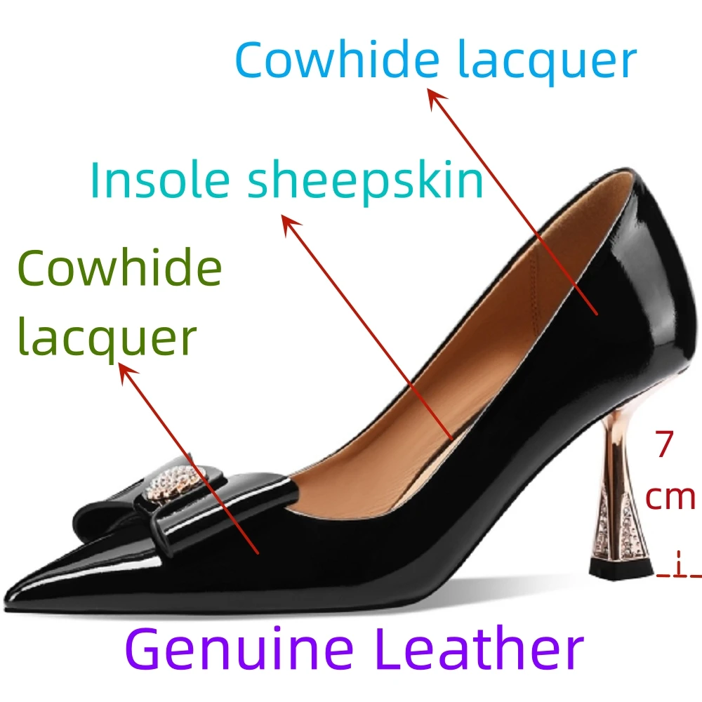 Туфли-лодочки женские из натуральной кожи с острым носком на тонком высоком