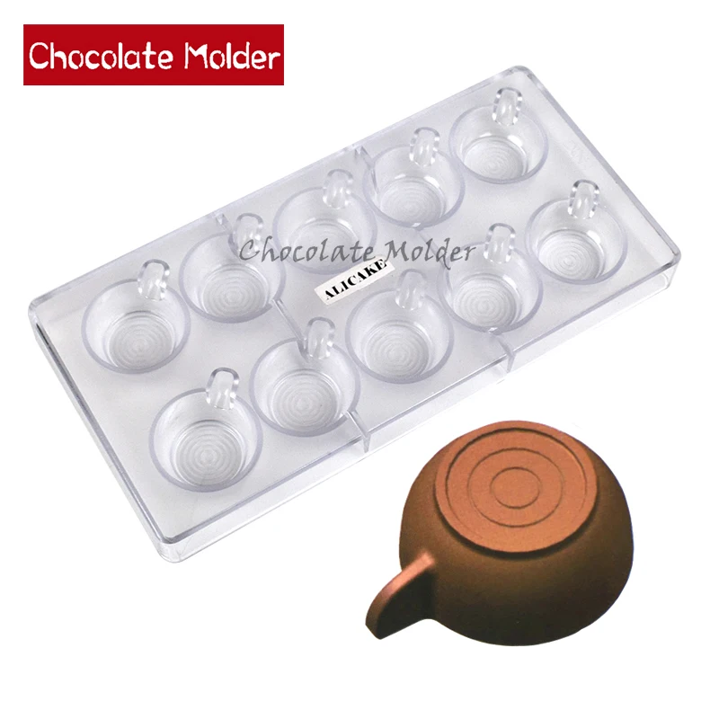 

10 Cavity Polycarbonate Chocolate Molds Cup Shape Candy Fondant Forms Baking Pastry Tools Mould D041