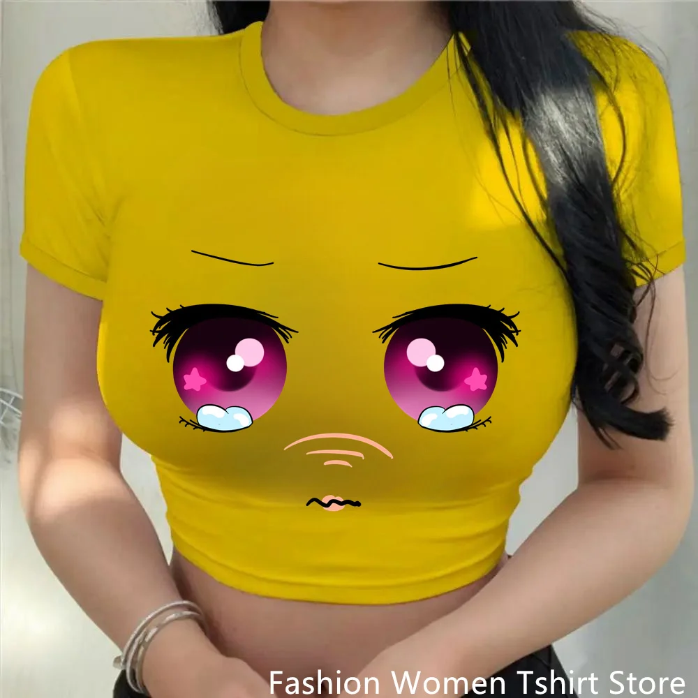 Женская короткая футболка с аниме-принтом глаза