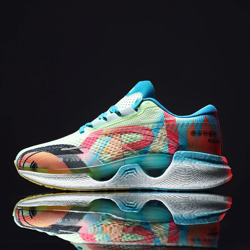 Men Mesh Double Foot Arch Cushioning Running Shoes Popcorn TPU Sole Ultralight Breathable Platform Jogging Trend Sneaker