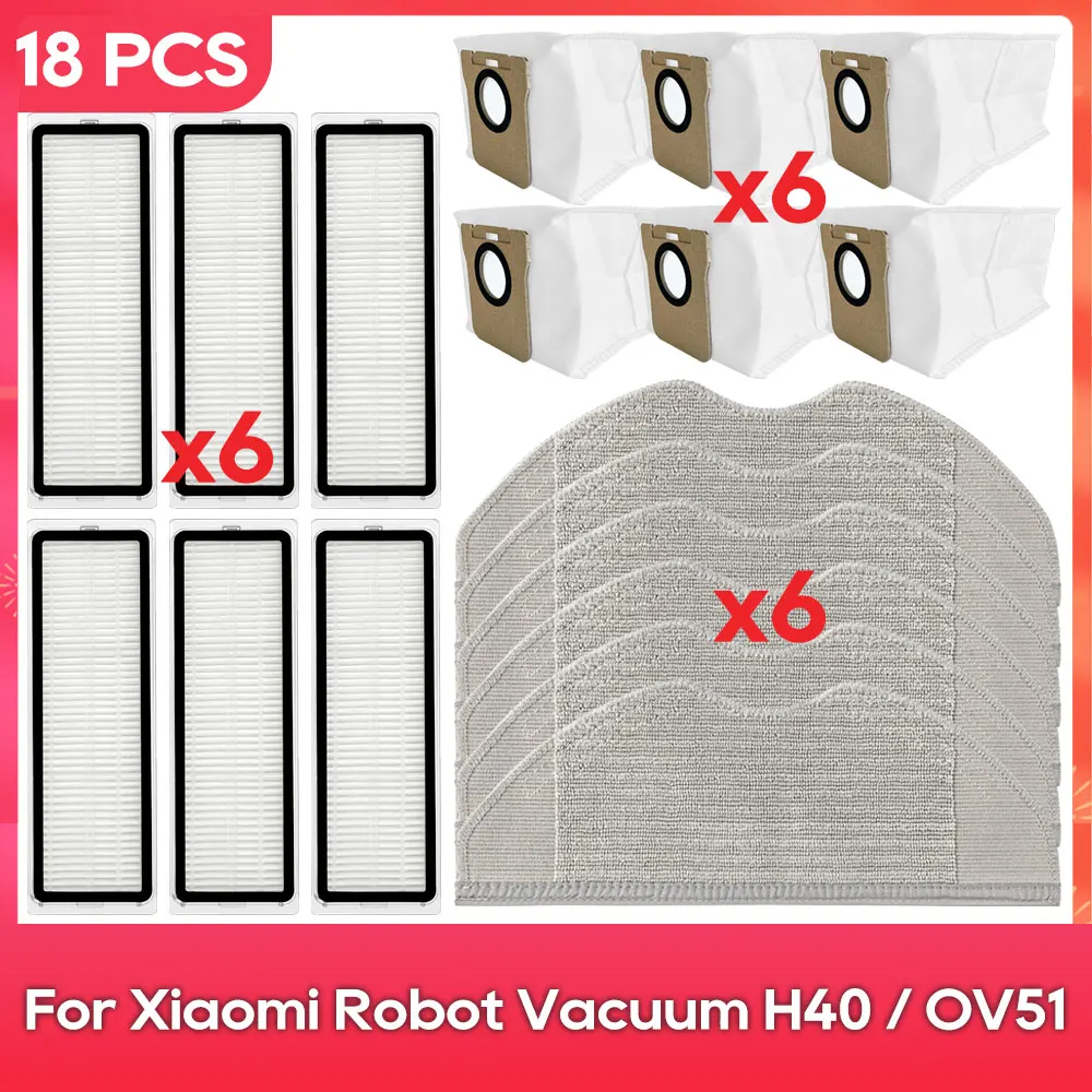 

Подходит для ( Xiaomi Robot Vacuum H40 / OV51 ): аксессуары — основная и боковая щётка, фильтр, швабра и мешок для пыли