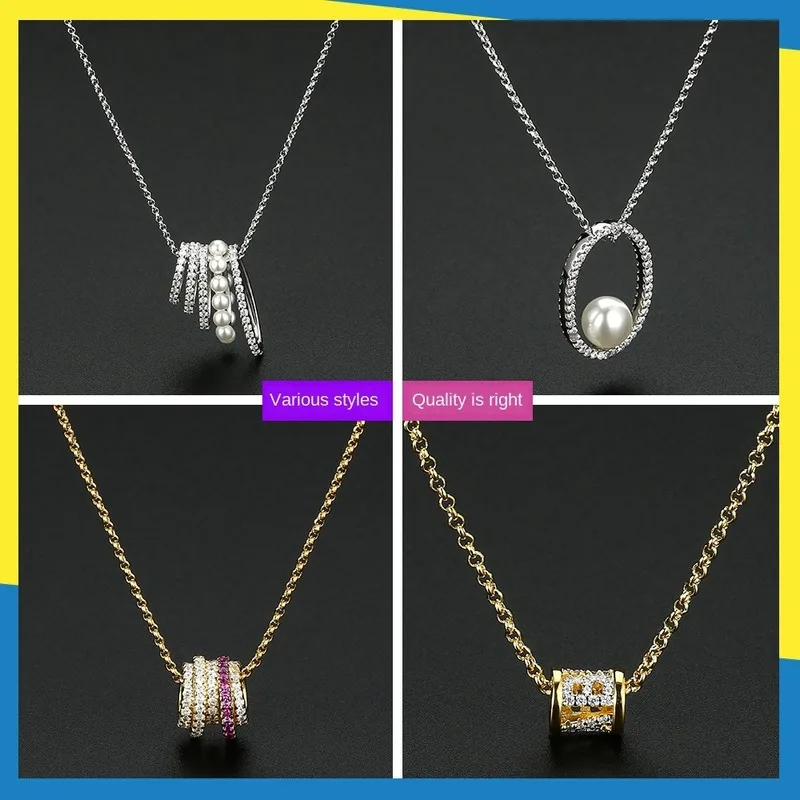 

2020 new oval pearl multi necklace Korean wave ins hollow pendant bsby design clavicle chain women brand jewelry