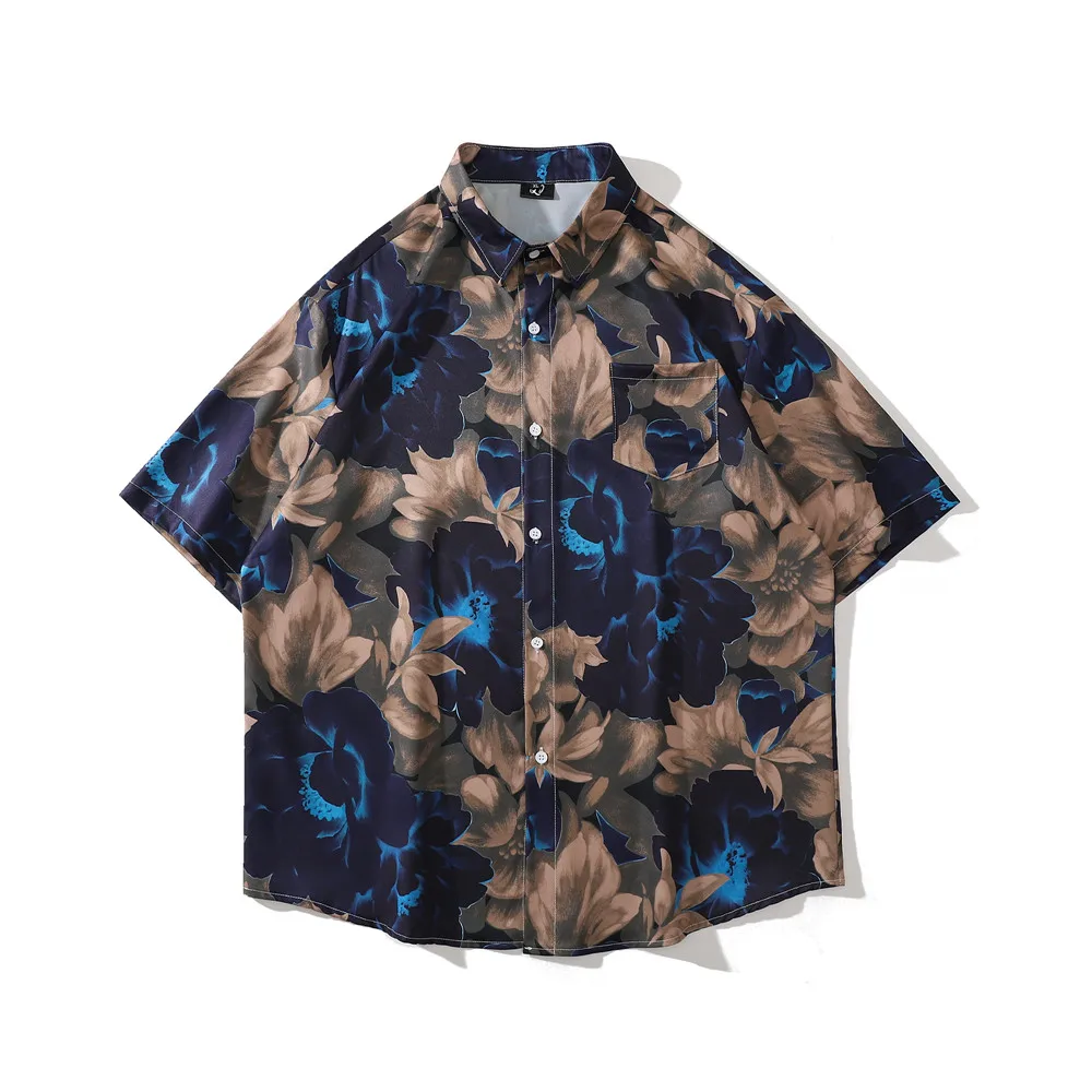 

OSCN7 Casual Printed Short Sleeve Shirt Men Street 2022 Hawaii Beach Oversize Women Fashion Harujuku Shirts for Men D2229