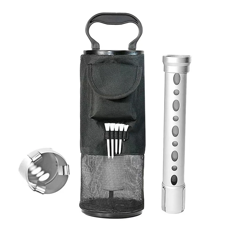 Balls,golf Ball Retriever With Detachable Aluminum Alloy Tube, Golf Shags Bags With Pocket&tee Holder