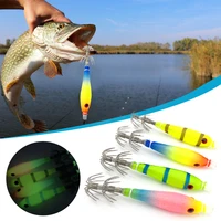 hot sale 2pc fluorescent fishing lures luminous squid jig hooks cuttlefish octopus baits fishing accessories tackles equipment