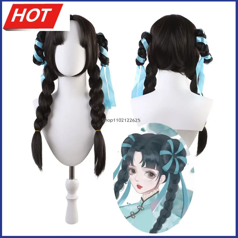 

Парик для косплея из игры Honor of Kings Xi Shi, черный парик с двойным хвостом, термостойкие синтетические волосы, парики для ролевых игр на Хэллоуин