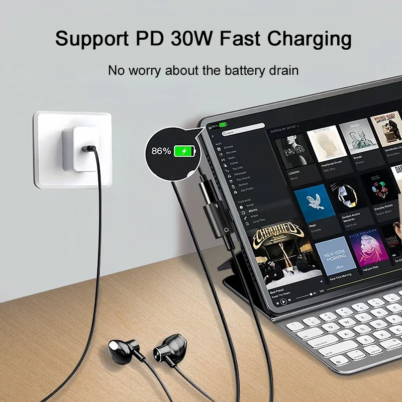 Зарядное устройство 2 в 1 с USB Type-C на разъем 3 5 мм 30 Вт