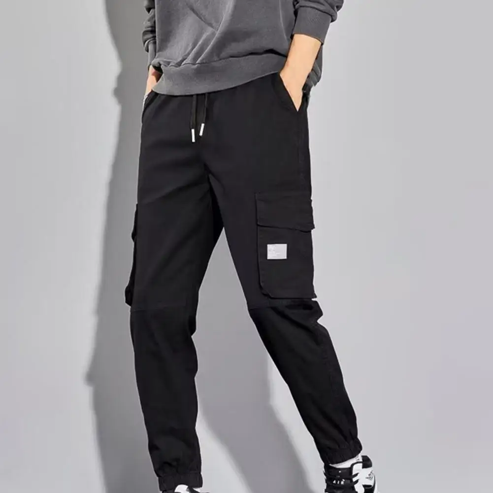 

Man Pants Elastic Waist Comfortable Versatile Multi Pockets Mid-Rise Casual Cargo Trousers Cargo Pants Daily Clothing