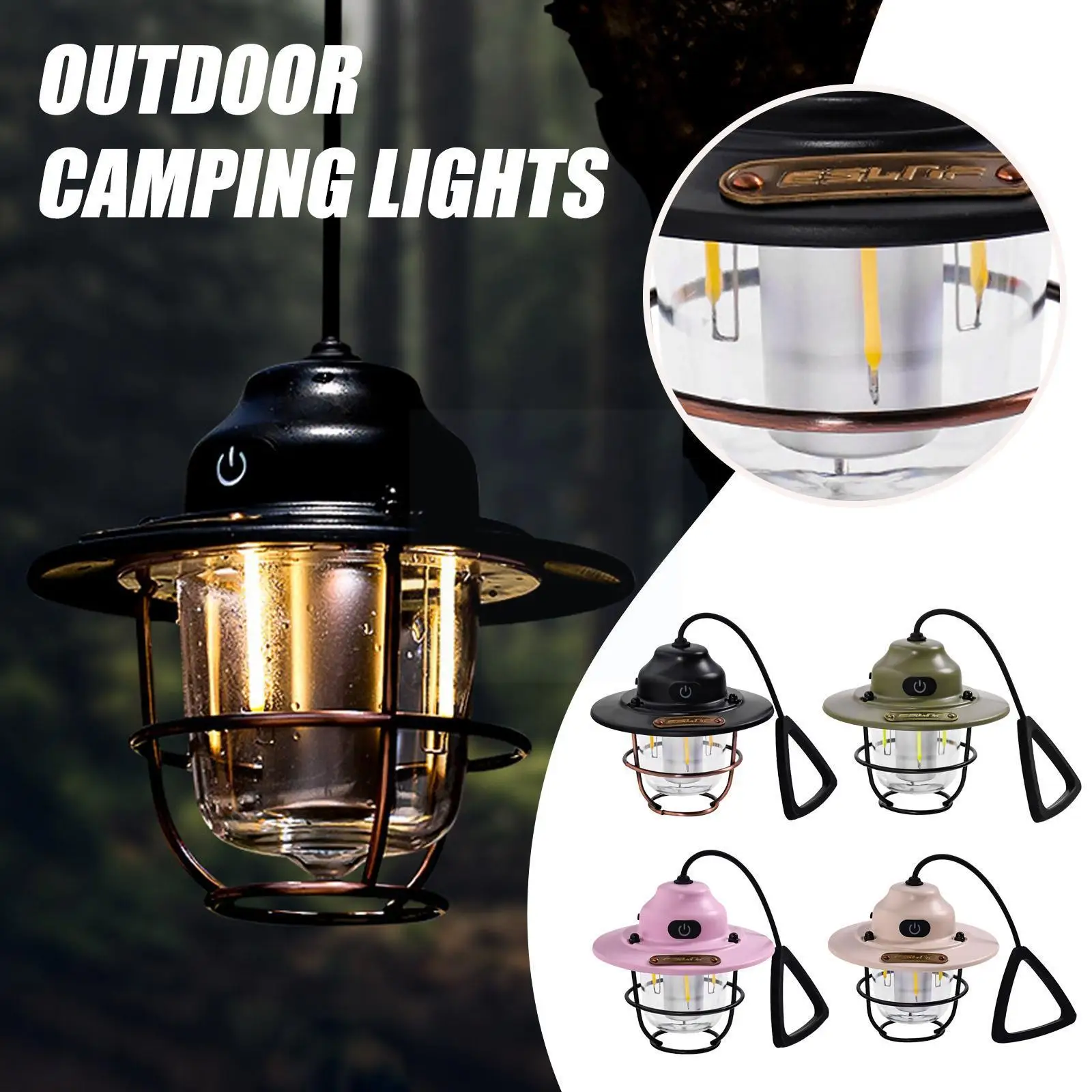 

Retro Outdoor Camping Camp Lights Tent Chandeliers Lights Outdoor Waterproof Camping Tent Lighting Retro Hanging Multi-func C1u0