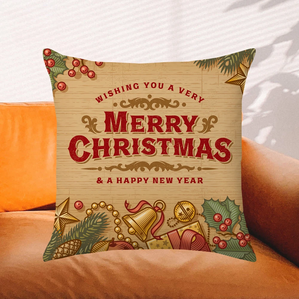 

Наволочка в стиле ретро с надписью "Merry Christmas", 45x5 см, Новогодняя и домашняя декоративная наволочка, наволочка для гостиной, офиса, Мягкая Наво...