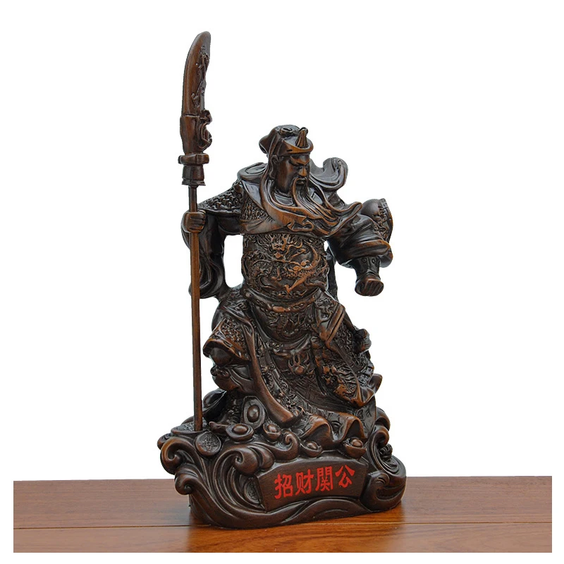 

Home Lucky Guan Gong Decoration Resin Wu Cai Shen Guan Erye Imitation Sandalwood Ornaments Living Room Enshrines Buddha Statues