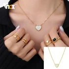 Изысканное женское ожерелье Vnox в форме сердца, золотистая металлическая прямоугольная цепочка из нержавеющей стали с зажимом для бумаги, ювелирные изделия, Подарок на годовщину